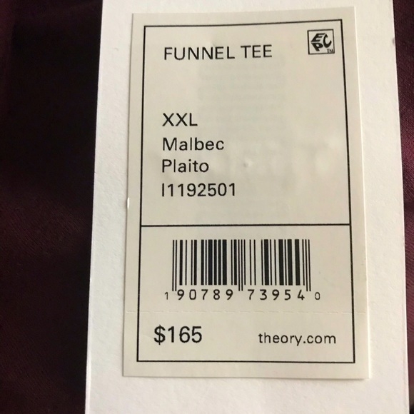 Theory Men’s Burgundy Funnel Tee Plaito XXL NWT Turtleneck Long Sleeves New $165 - Picture 2 of 2